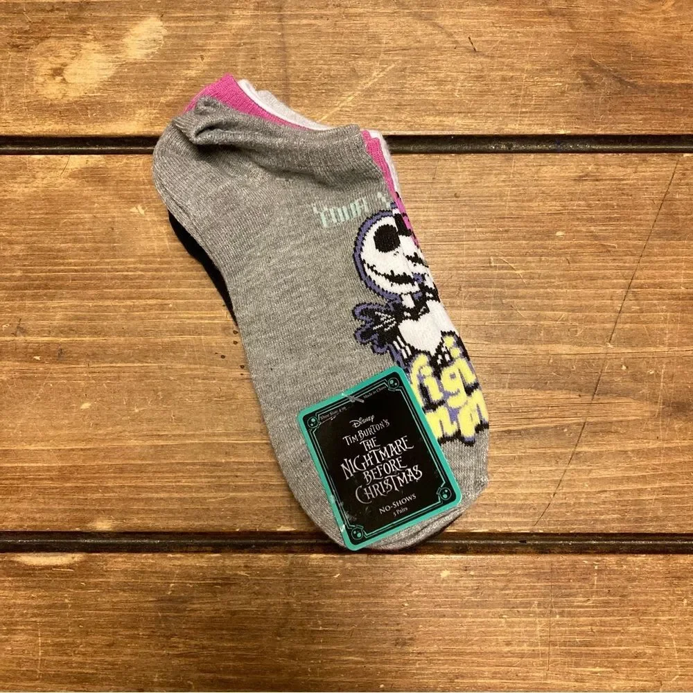 The Nightmare Before Christmas 5 Pairs No Show Socks NWT Jack Skellington Sally